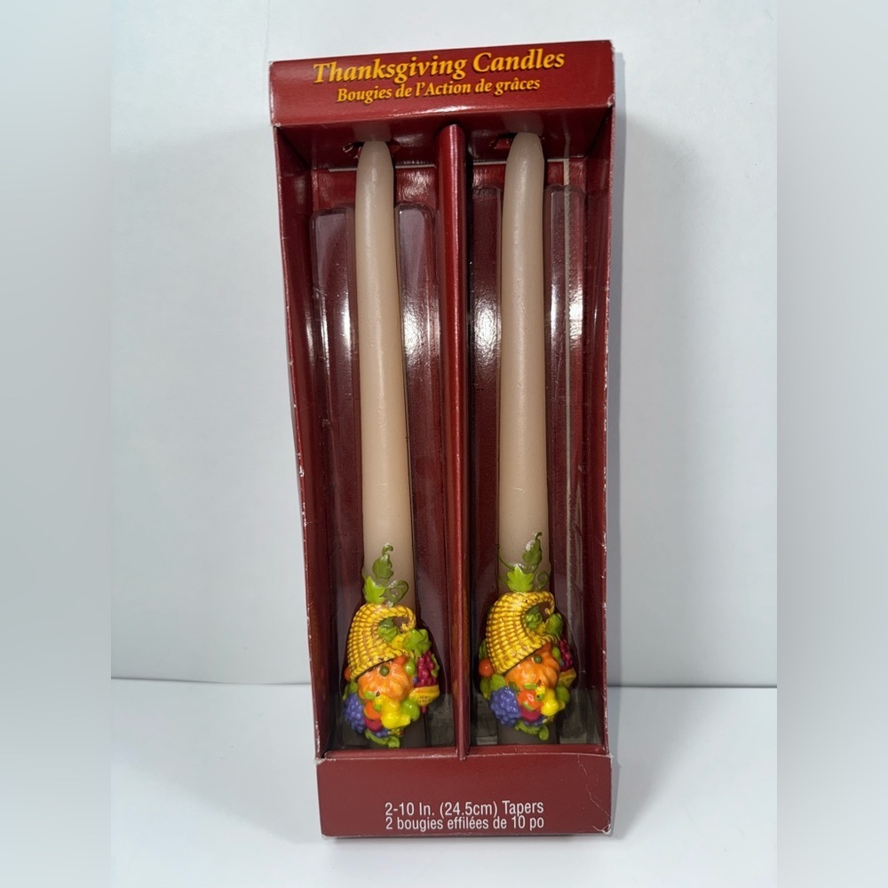 NIB Set of 2 Vintage Thanksgiving  Candles - 10” tapers